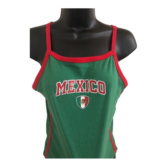 Super cute green red trim Mexico print tank top cami size XS brand new - Picture 10 of 12